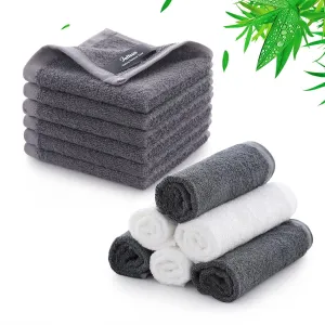 JEFFSUN 12 Pack Small Wash Cloths,13X13 inch Face Washcloths Service Well for Morning Skincare Routine, 10X10 inch Black Face Cloths Perfect for Makeup Removal