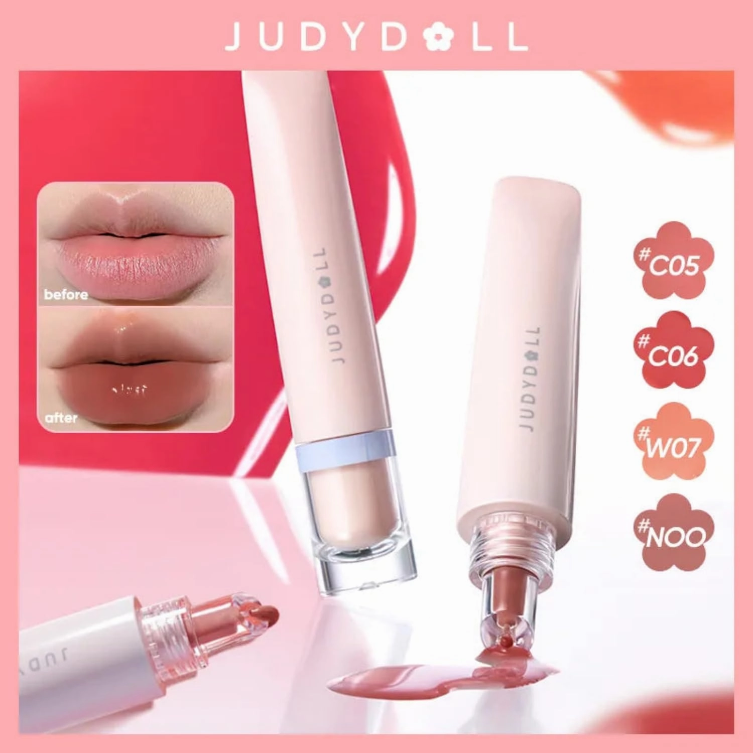 Judy-Dolll Sweety Lip Jelly Lip Glossr Clear,Hydrating Lip Gloss,Moisturizing Nonstick Tinted Gloss Lip Oil (C06 Berry, 0.35 Fl Oz)