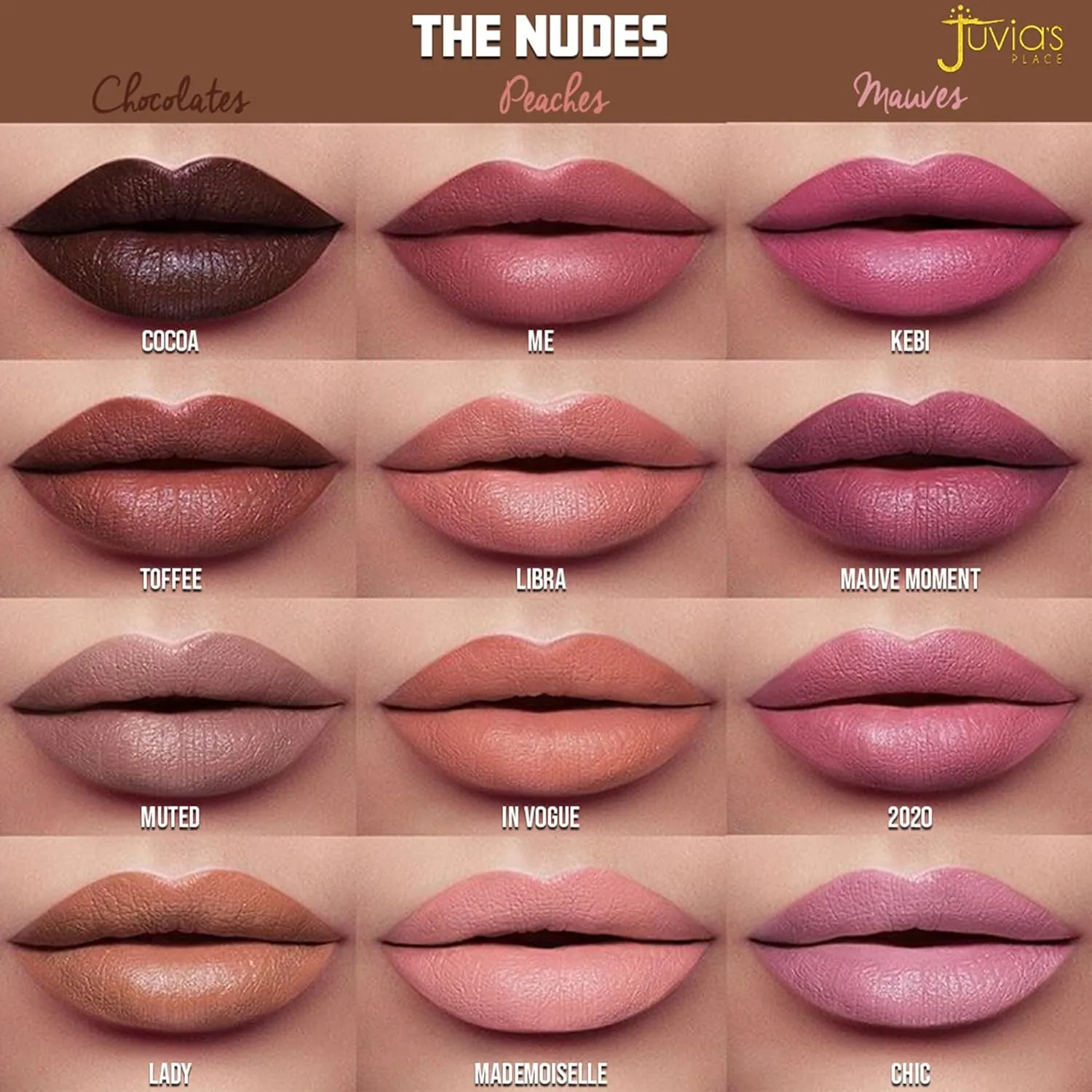 Juvia's Place The Nude Velvety Matte Lipstick A Mauve Moment - Nude, Long-lasting, Rich-Color Lip Makeup, Creamy Lipstick with Matte Finish, Beauty & Lip Products
