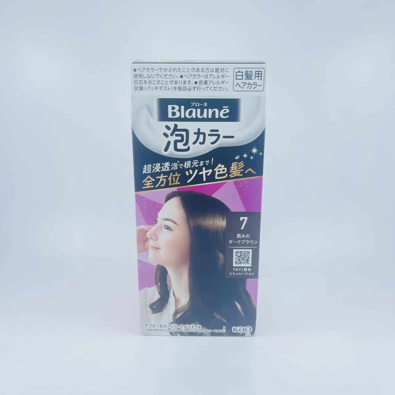 Kao Blaune Bubble Hair Color For Gray Hair - 7 Black Dark Brown