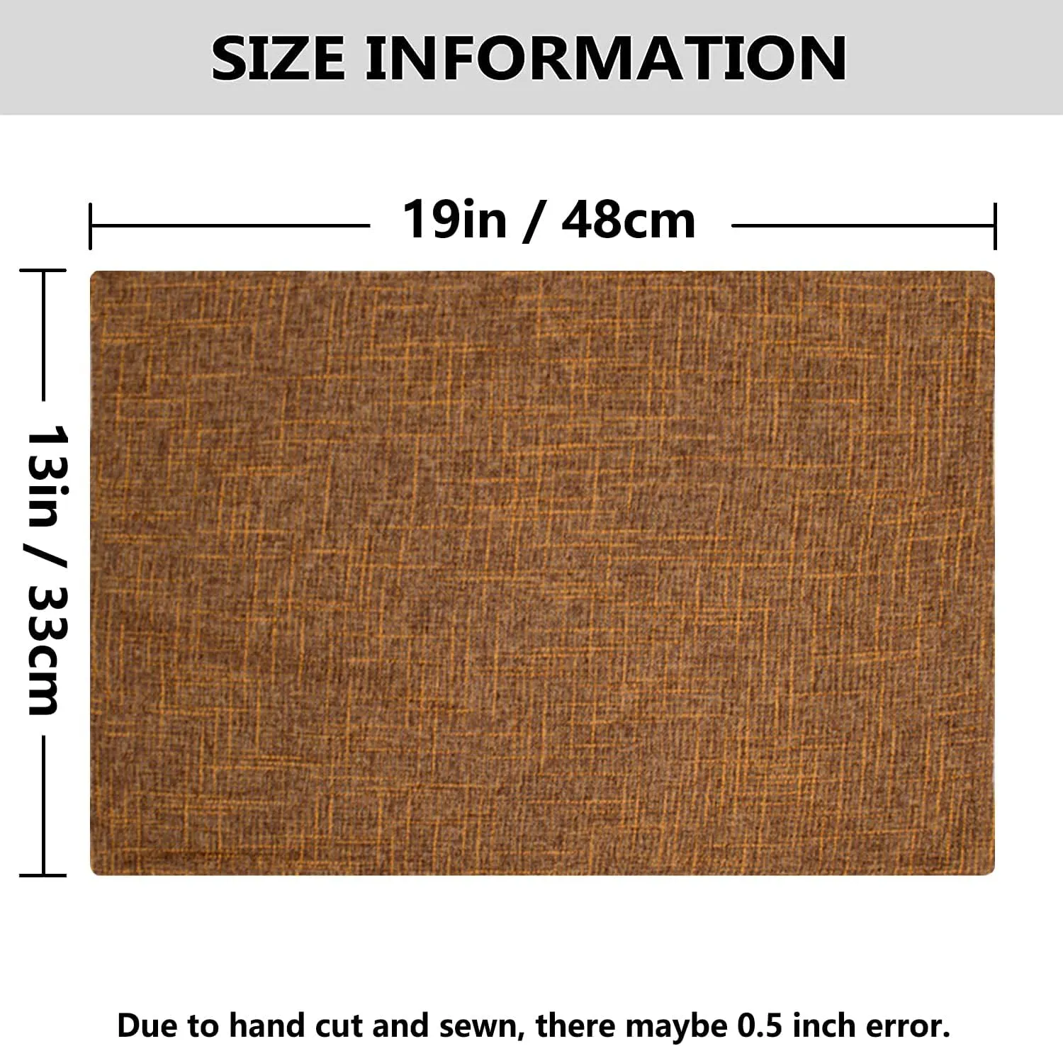 Kevin Textile Faux Linen Heat Resistant Placemats for Dining Table Set of 4, Easy to Clean Anti-Slip Place Mats, 13" x 19", Hazel Brown