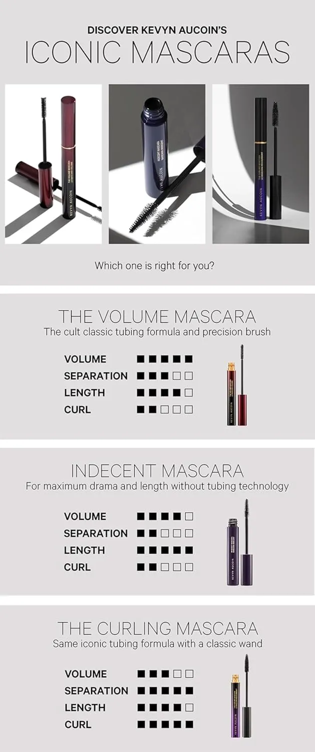 Kevyn Aucoin The Volume Mascara, Black: Precision detail brush. Tubing tech. Long wear. Clump & flake-free. Pro makeup artist go to that thickens, separate & lengthen lashes. Easy removal with water.