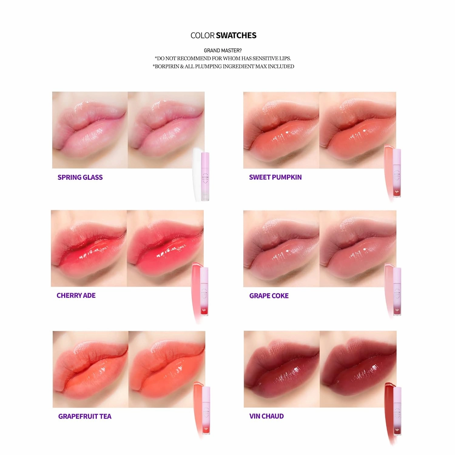 keybo Lip Plumper Dotom Lip Plus 16 Colors, 3 Steps Extreme Plumping Clear Lip Gloss by Essence Lip Care Oil & 16 Color Tints from Korean Makeup (09. Winter Berry)