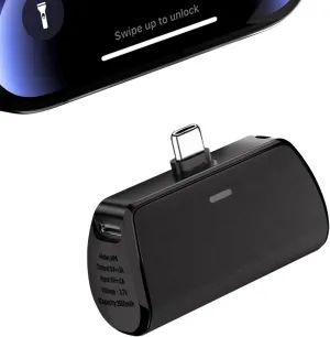 Keychain Portable Charger USB-C, 2500mAh Ultra Compact Type C Power Bank External Plug in Battery Pack Mini Power Emergency Pod Small Portable Phone Charger for Samsung Galaxy S24 S23 S22 S21 Android