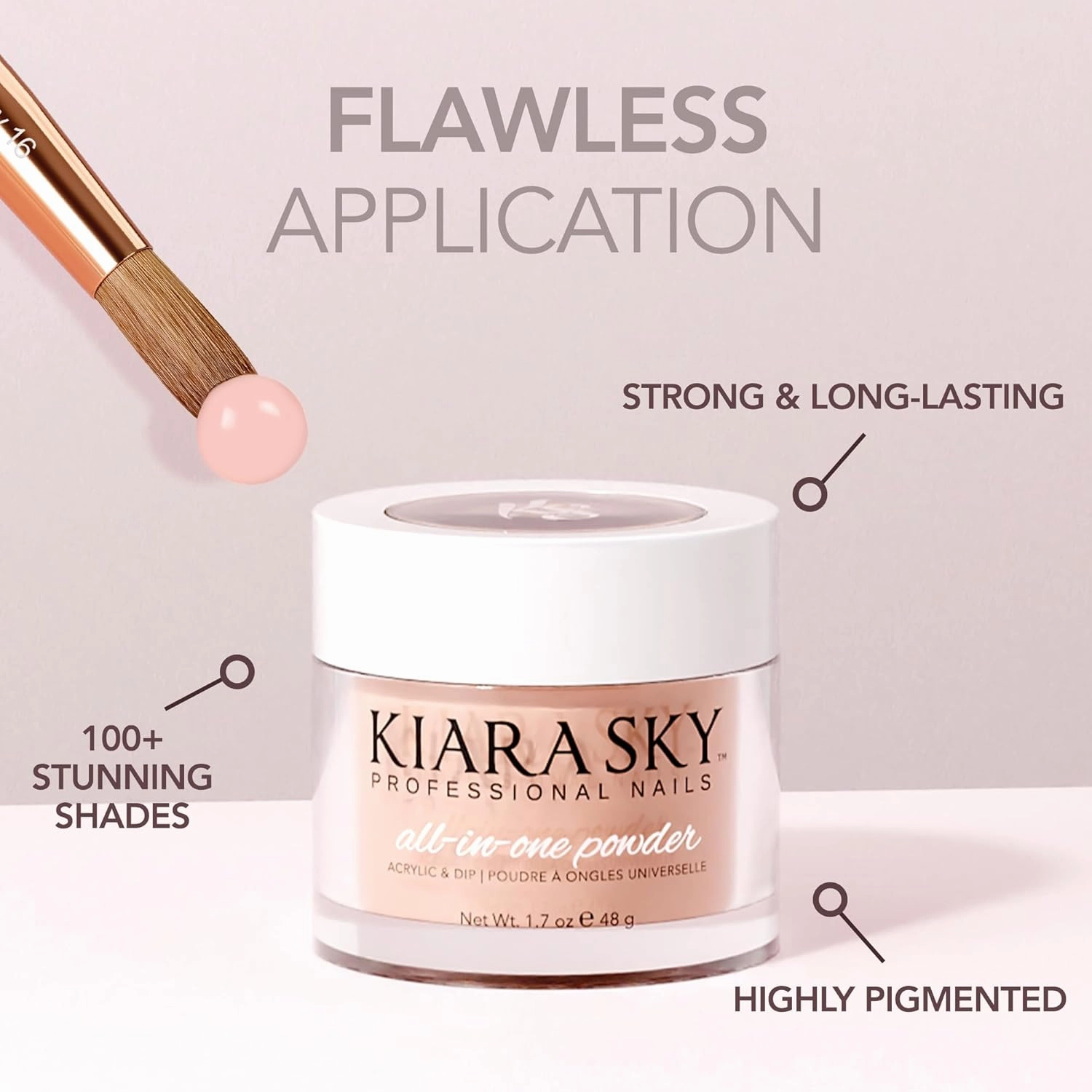 Kiara Sky All-In-One Acrylic Nail Powder | Multi-Use Dip & Acrylic Powder | Sculpting, Overlay & Dipping 2 oz, The Perfect Nude