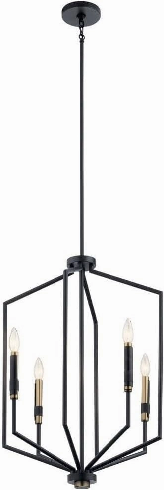 Kichler Armand 27 inch 4 Light Foyer Pendant in Black and Bronze Finish