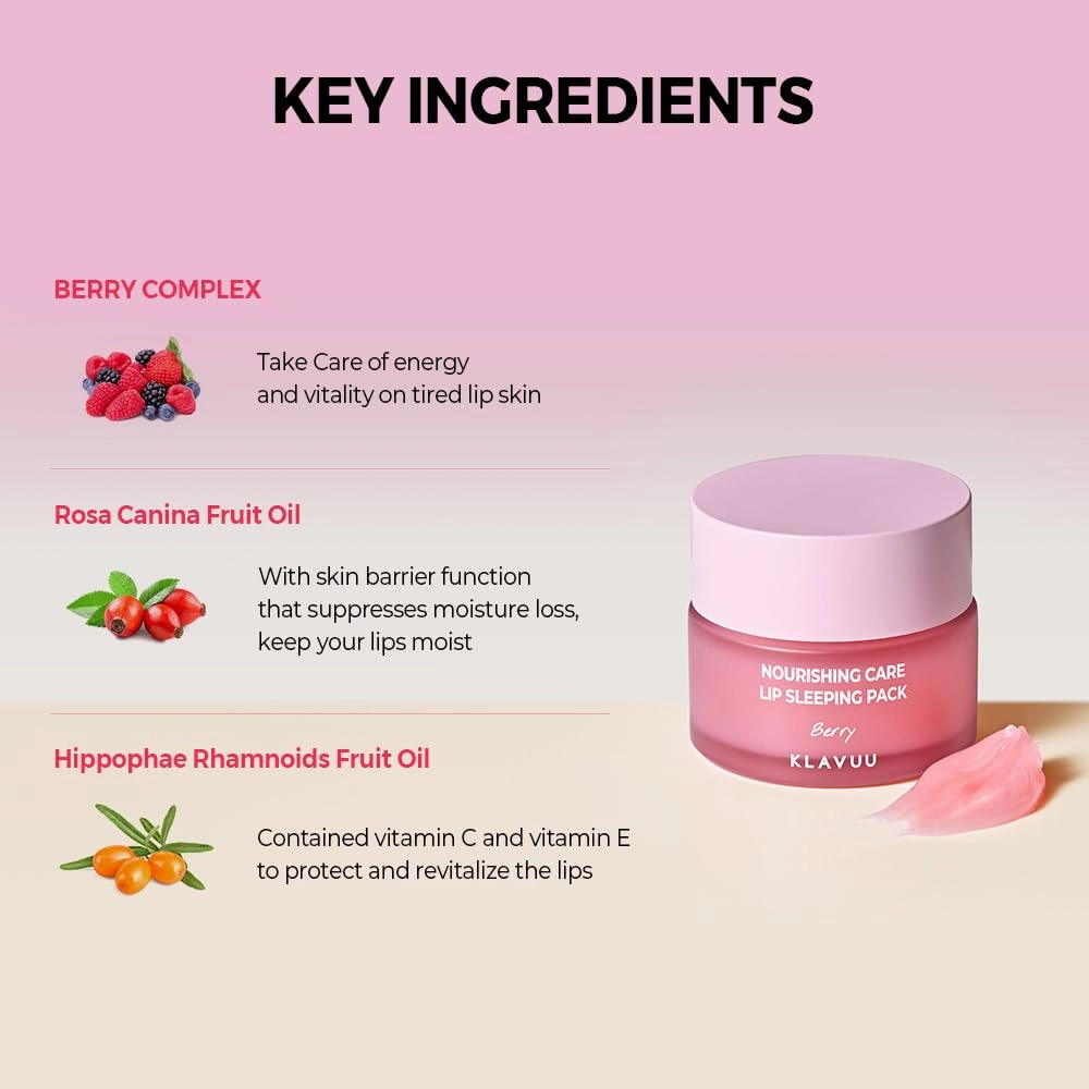 Klavuu Lip Mask Set (2PCS) – Overnight Deep Hydrating Korean Lip Balm Treatment for Very Dry, Chapped Lips | Lip Lightening & Plumping with Instant Hydration | Gentle Exfoliating (Berry & Vanilla)
