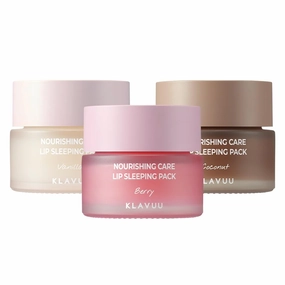 Klavuu Lip Mask Set (3PCS) – Overnight Deep Hydrating Korean Lip Balm Treatment for Very Dry, Chapped Lips | Lip Plumping with Instant Hydration | Gentle Exfoliating (Berry & Vanilla & Coconut)
