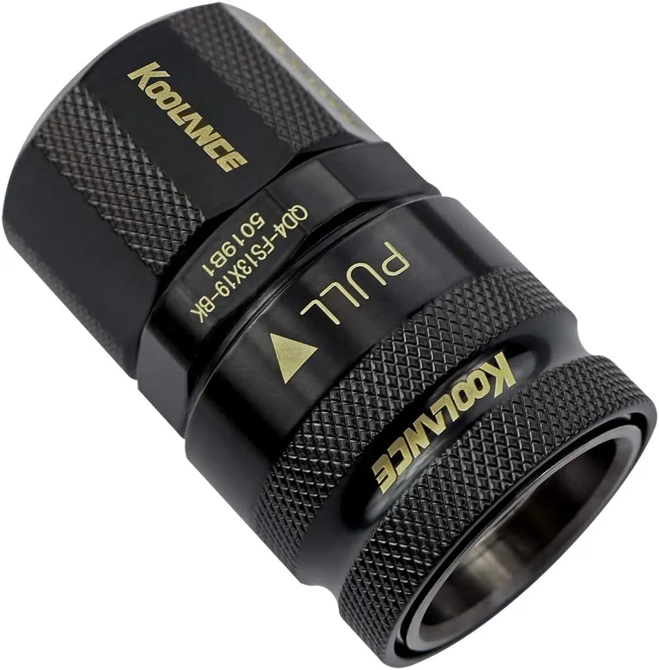 Koolance QD4-FS13X19-BK QD4 Female Quick Disconnect No-Spill Coupling, Compression for 13mm x 19mm (1/2in x 3/4in) *Black*