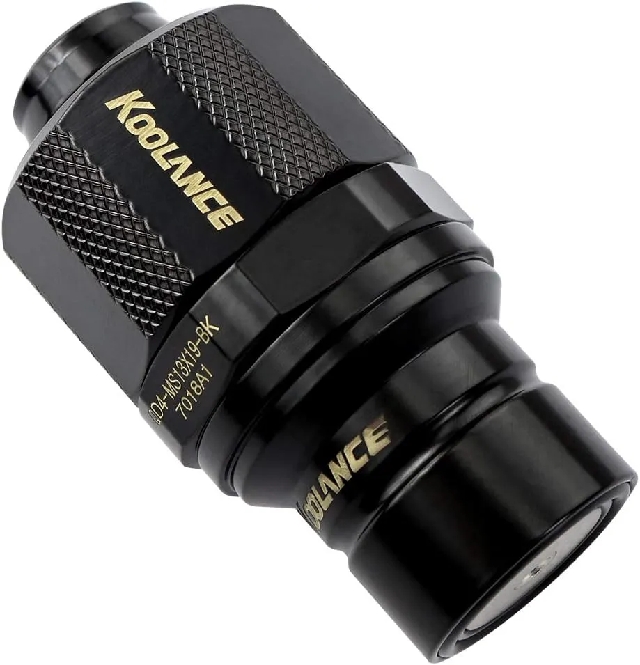 Koolance QD4-MS13X19-BK QD4 Male Quick Disconnect No-Spill Coupling, Compression for 13mm x 19mm (1/2in x 3/4in) *Black*