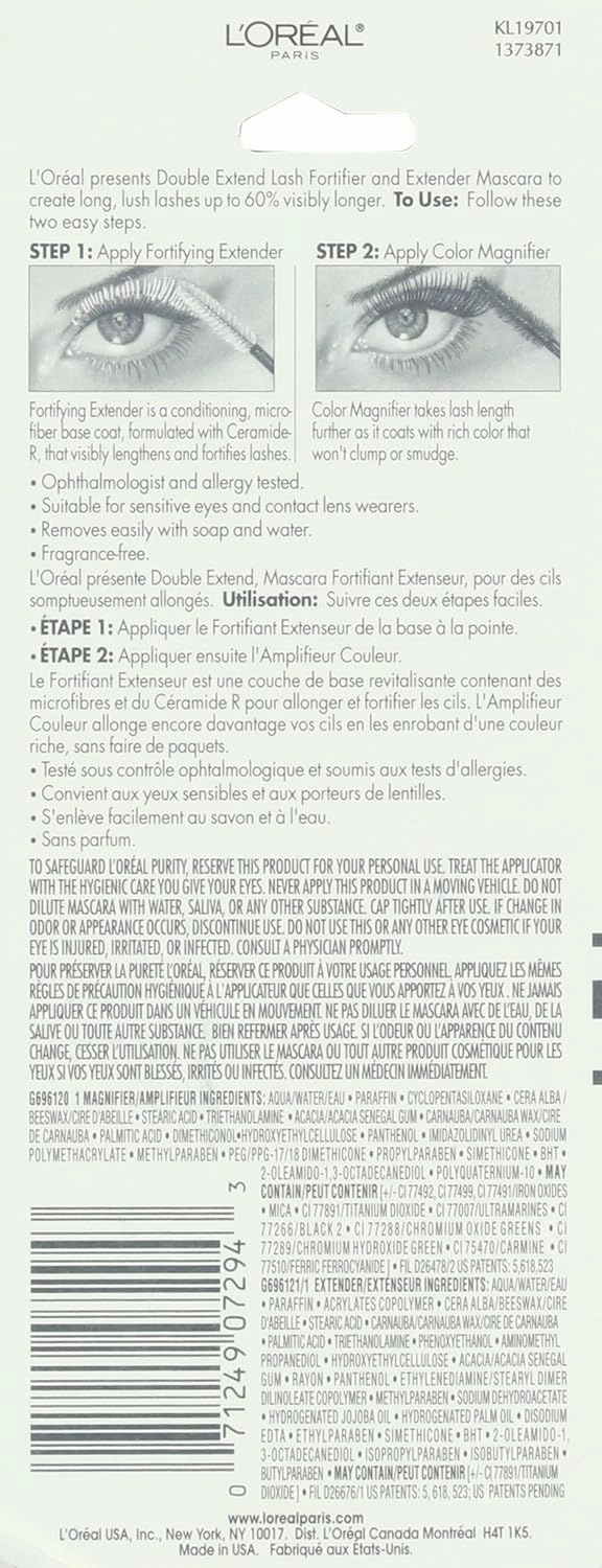 L'oreal Double Extend Mascara, Black, 0.33-Fluid Ounce