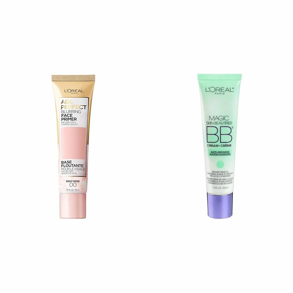 L'Oreal Paris Age Perfect Face Primer and Magic Skin Beautifier BB Cream Tinted Moisturizer with Color Transforming Pigments, 1 fl oz