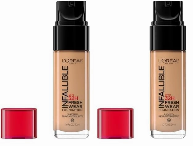 L’Oréal Paris Makeup Infallible Up to 24 Hour Fresh Wear Foundation, Golden Amber, 1 fl; Ounce (Pack of 2)