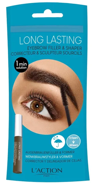 L'Action Paris Long-Lasting Eyebrow Filler and Shaper, Eyebrow Mascara Fills Brows with Natural Colour, Sculpts Brows to Desired Shape, Waterproof Formula, Dark Brown 8.5g