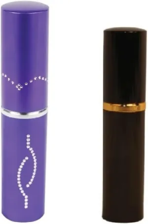 Ladies Self Defense Protection Bundle - Stun Master Lipstick Stun Gun (Purple) Plus Pepper Shot Lipstick Pepper Spray (Black)