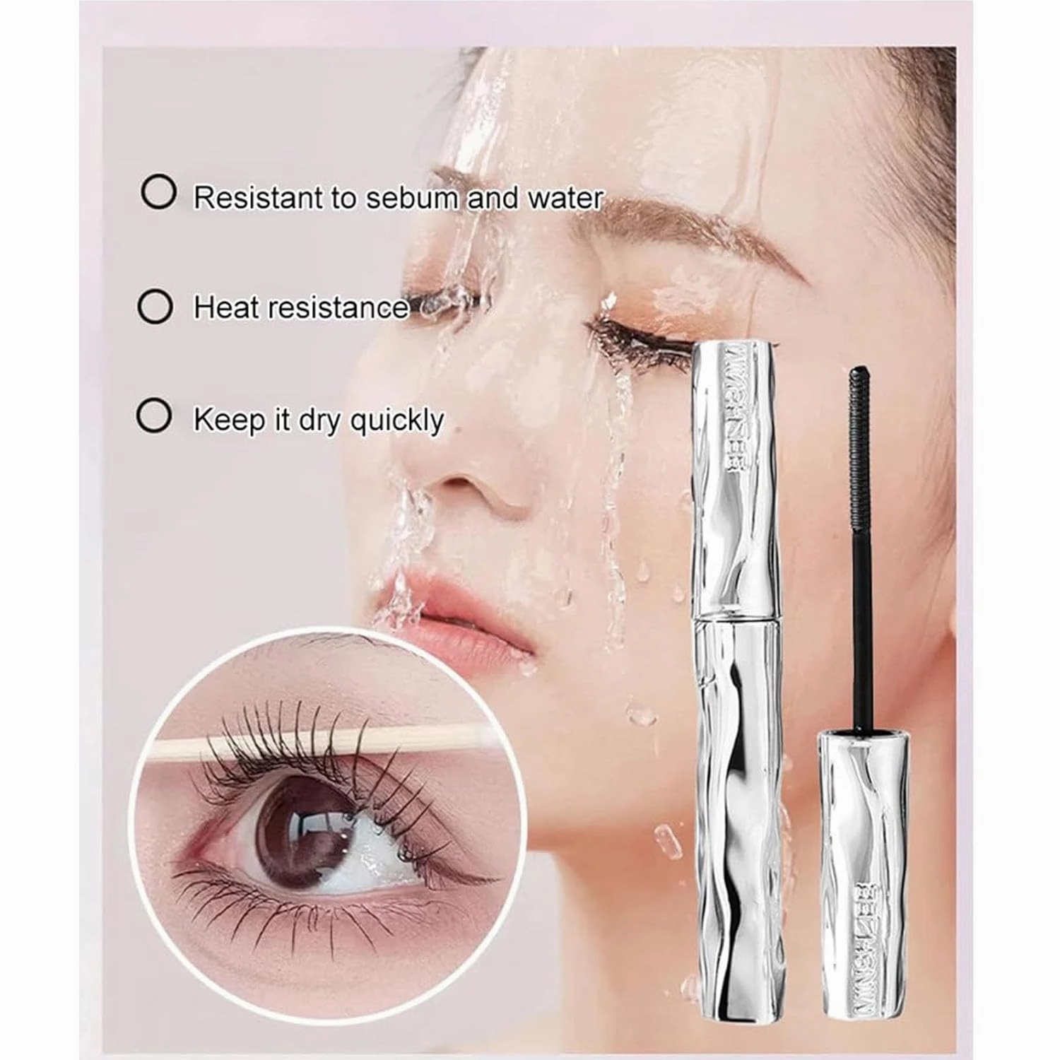 Laidanyou Mascara –Laidanyou Small Steel Mascara, Waterproof Sweatproof Long Lasting Curling, Swimming-Safe, for Women’s Makeup (Black, General)