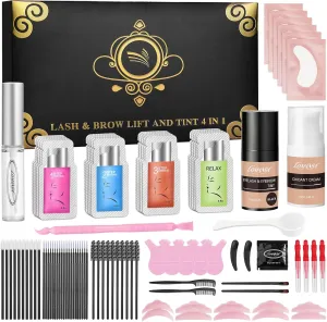 Lash Lift and Color Kit, Eyelash Perm Natural Lash Curling Lifting Black Color Set with Complete Tools for Beginner Salon