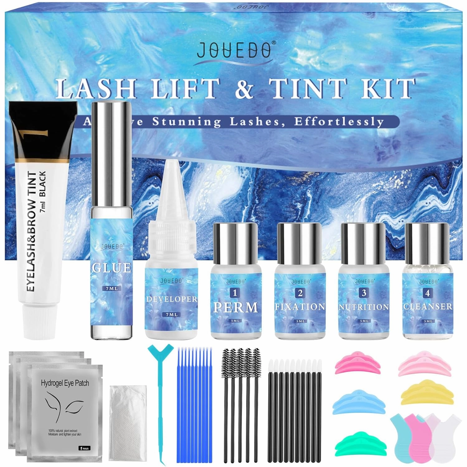 Lash Lift Kit, Eyelash Perm Kit for Natural Curling, Professional Eyelash Lift Kit for Long-Lasting Curl, Black Eyebrows & Eyelashes Color Kit, DIY Lash Lamination Set for Salon & Home Use