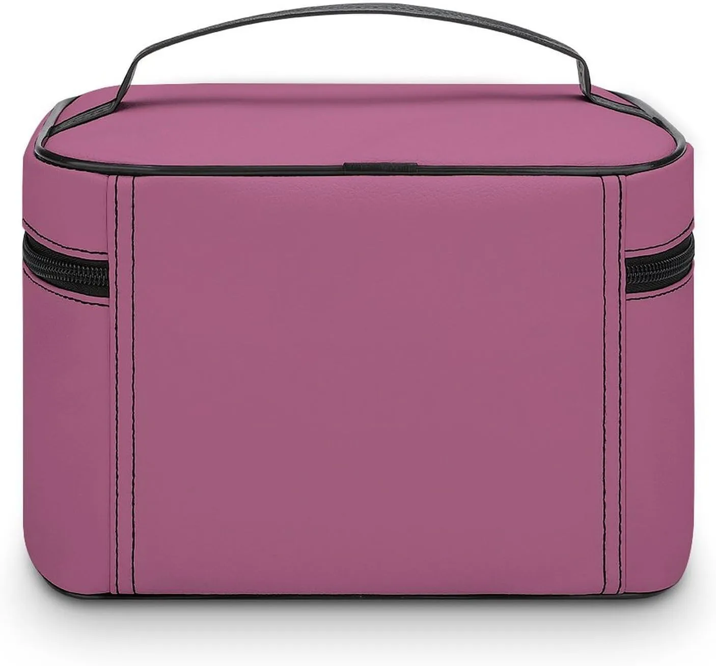 Leather Cosmetic Case, Dusty Rose Portable Makeup Bag Organizer Large Capacity Travel Toiletry Bag with Zipper