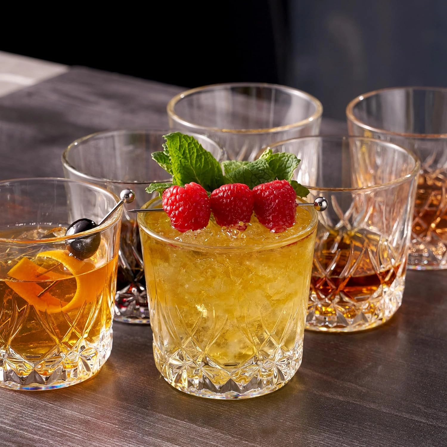LEMONSODA Crystal Cut Old Fashioned Whiskey Glasses - 12oz Set of 6 - With Premium Gift Box - Lead-Free Crystal Glass Tumbler For Drinking Bourbon, Scotch, Cognac - Housewarming Gifts