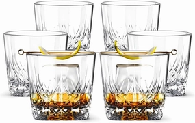 LEMONSODA Crystal Cut Old Fashioned Whiskey Glasses - 12oz Set of 6 - With Premium Gift Box - Lead-Free Crystal Glass Tumbler For Drinking Bourbon, Scotch, Cognac - Housewarming Gifts