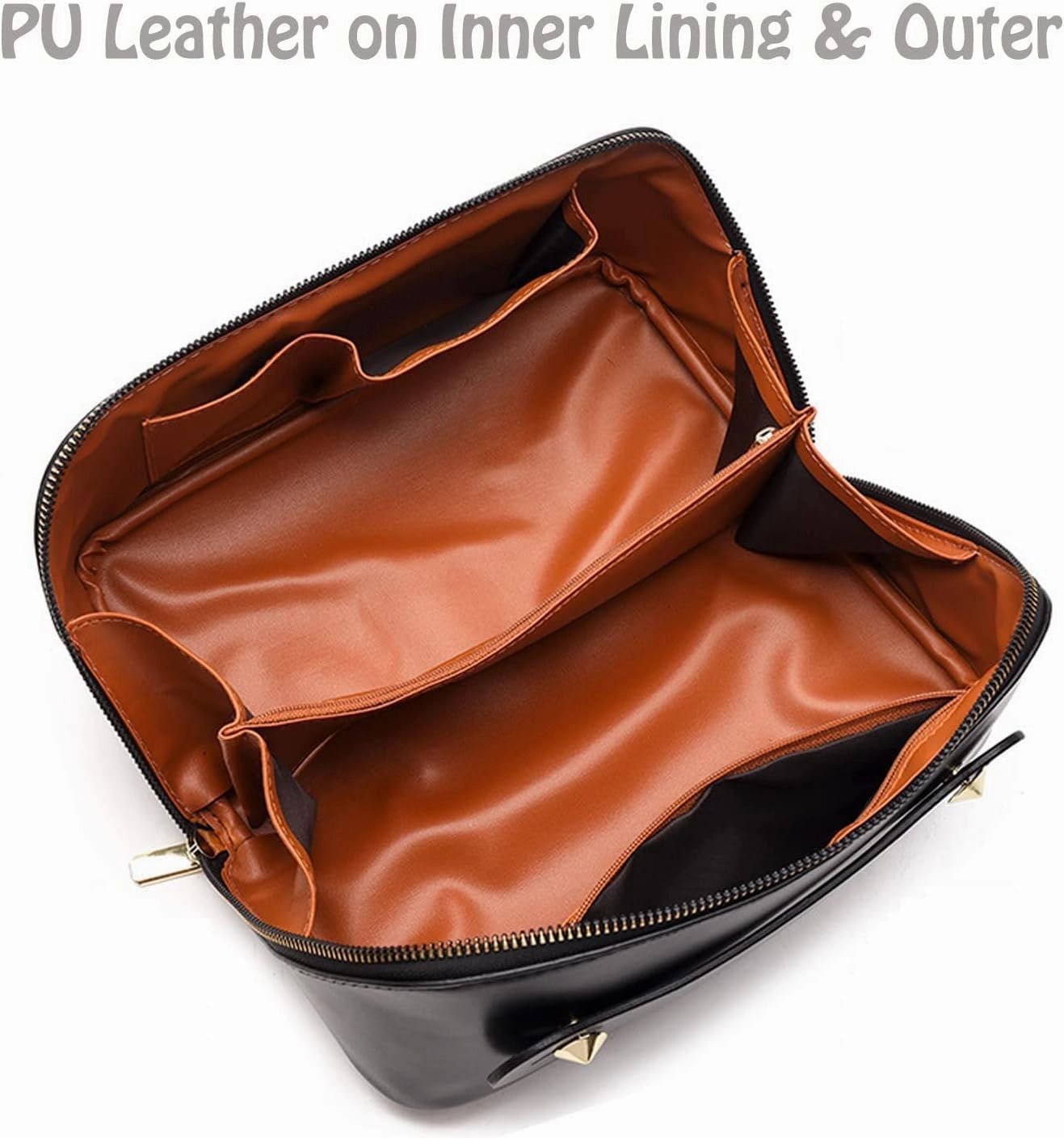 Lently Makeup Bag, Travel Cosmetic Bags for Women Make Up Bag Organizer Case Everything Makeup Bag, Large Capacity Portable (Grid, Ink Black)