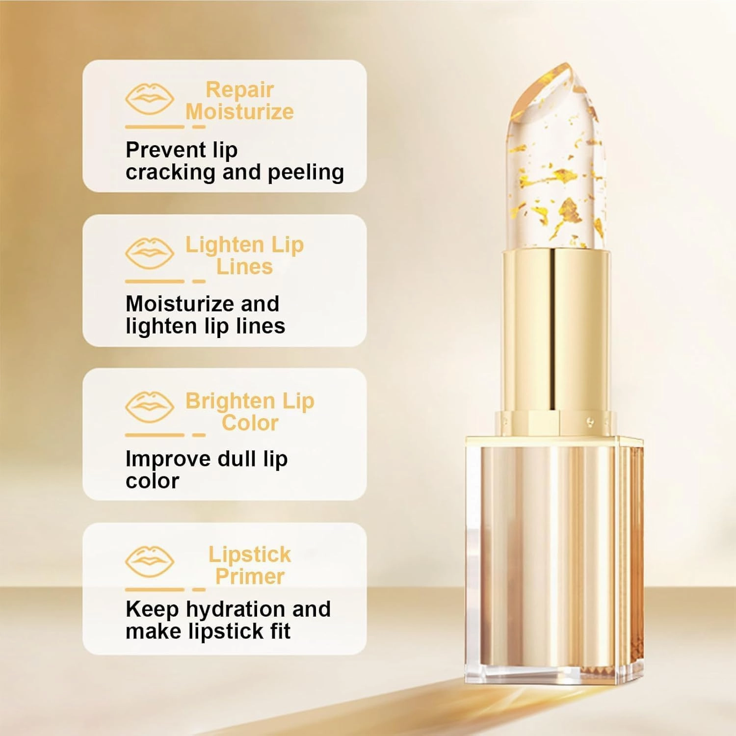 Levora Color Changing Lipstick, Filgaentrme Lipstick, Color Changing Lipsticks, Bimolia Lipsticks Transparente, Gold Crystal Transferproof 24H Hydration & Transparent Pink Shift (2 Pcs, 0.21 Oz)