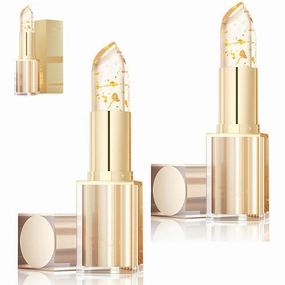 Levora Color Changing Lipstick, Filgaentrme Lipstick, Color Changing Lipsticks, Bimolia Lipsticks Transparente, Gold Crystal Transferproof 24H Hydration & Transparent Pink Shift (2 Pcs, 0.21 Oz)