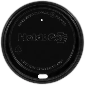 LHDDB-16 Polystrene Hold&Go Dome Sipper Hot Cup Lid, 12-Ounce to 20-Ounce, Black (12 Packs of 100)