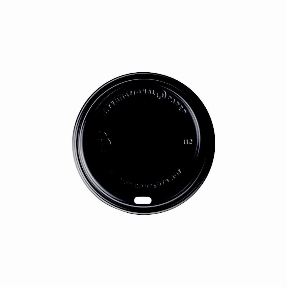 LHRDSB16 Polystrene Dome Sipper Hot Cup Lid, 10-Ounce to 24-Ounce, Black (12 Packs of 100)