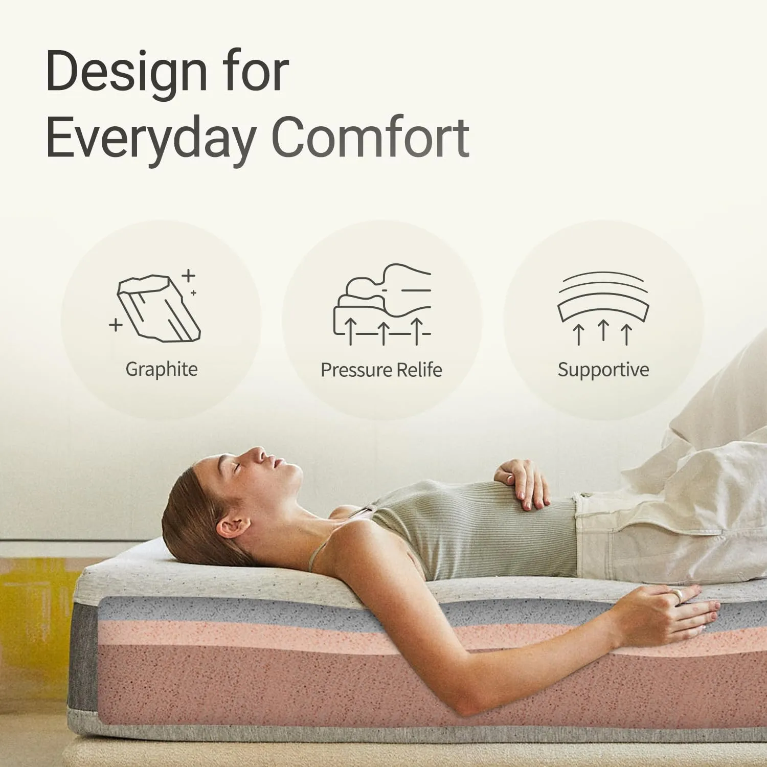 LIFEMENT, Essential 8 Inch Graphite Infused Memory Foam Mattress, Medium Firm, Fiberglass Free, Pressure Relief, Safe & Certified Foams & Cover, 10-Year Warranty, Mattress in a Box, Full