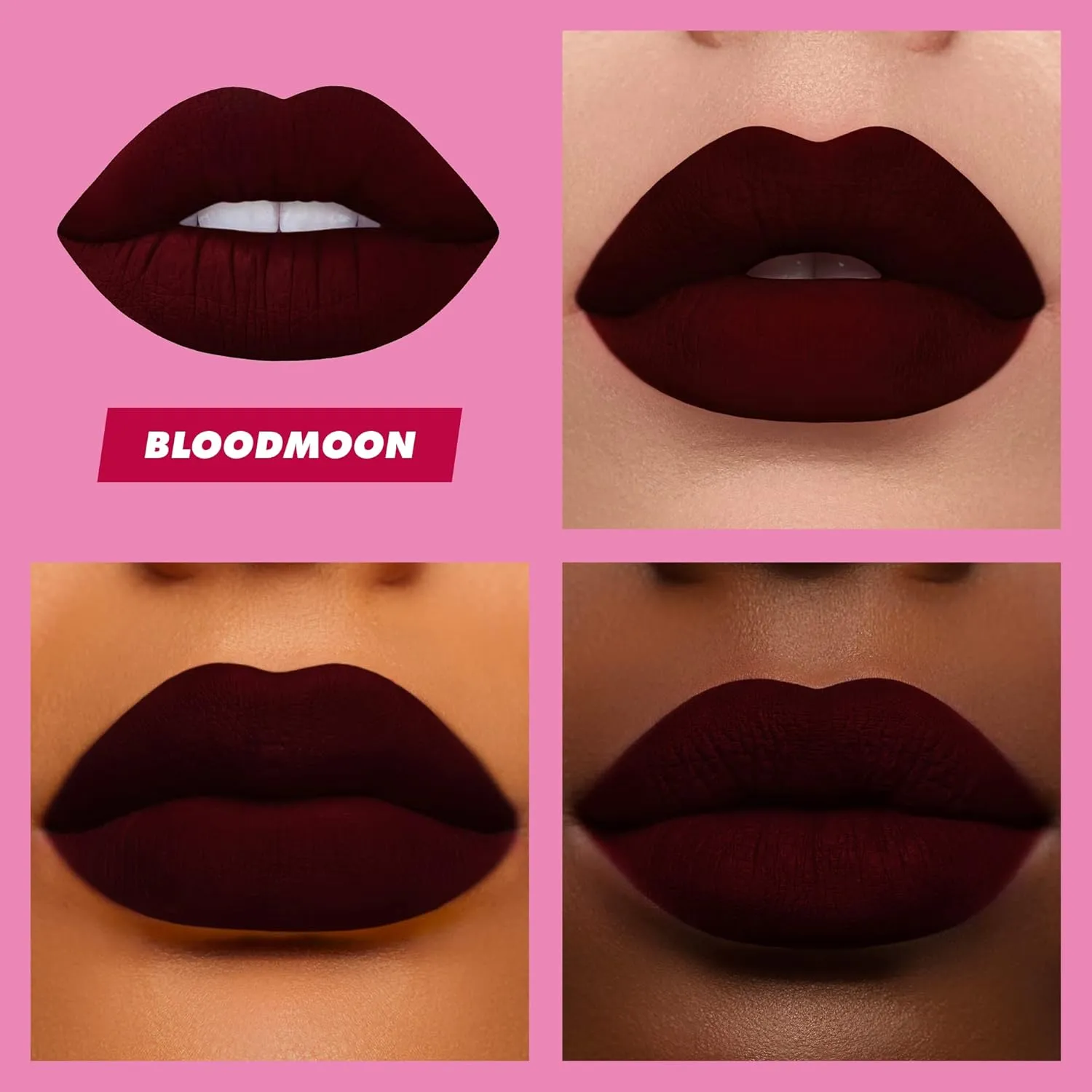 Lime Crime Velvetines Liquid Matte Lipstick, Bloodmoon (Deepest Blood Red) - Bold, Long Lasting Shades & Lip Lining - Stellar Color & High Comfort for All-Day Wear - Talc-Free & Paraben-Free