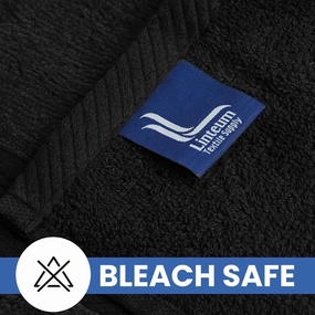 Linteum Textile Supply Bleach Proof Washcloths 13x13 Inch 100% Cotton Ring Spun Wash Cloths Zero Twist Makeup Remover Face Towel Quick Dry Salon Bleach Safe Towel Pack of 12 Black