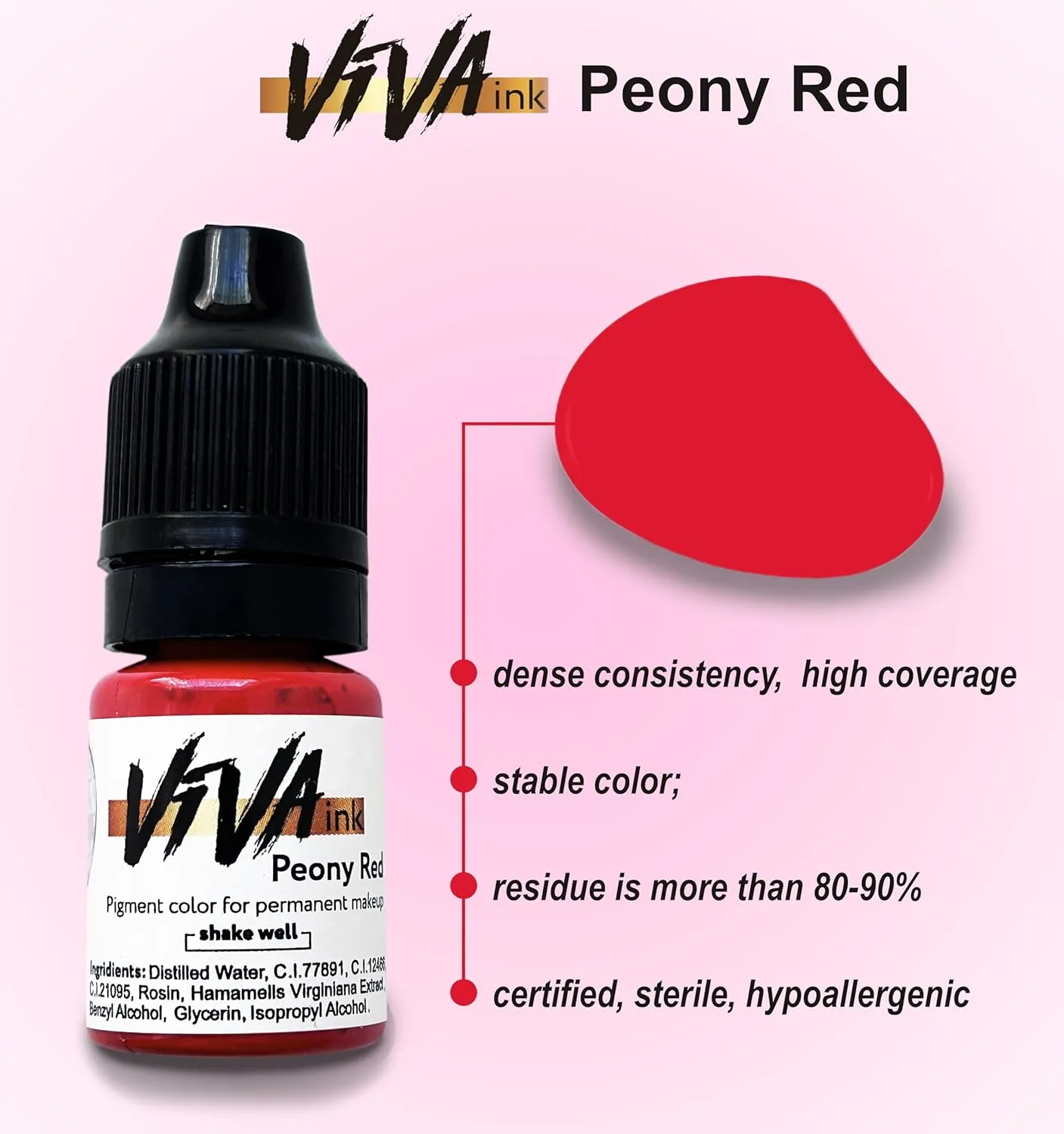 Lip Pigment – Peony Red – Permanent Lip Makeup – Microblading Ink for Durable and Colorful Lips – Long Lasting Color Lip Cosmetics (0.2 oz)