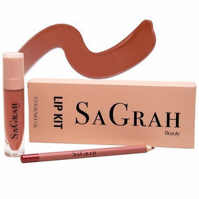 Lip Kit - Long Lasting Liquid Lipstick and Lip Liner Set - Nude Blush