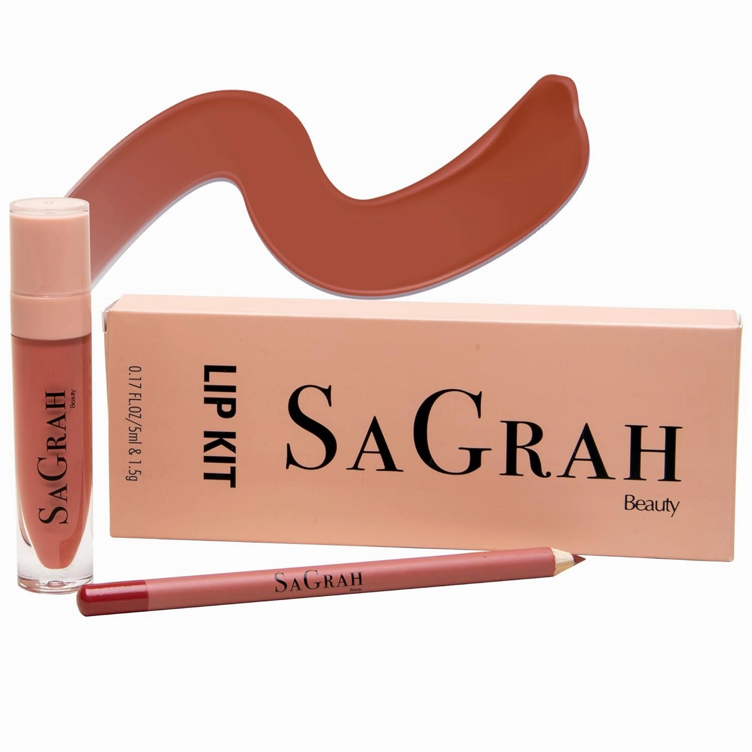 Lip Kit - Long Lasting Liquid Lipstick and Lip Liner Set - Nude Blush