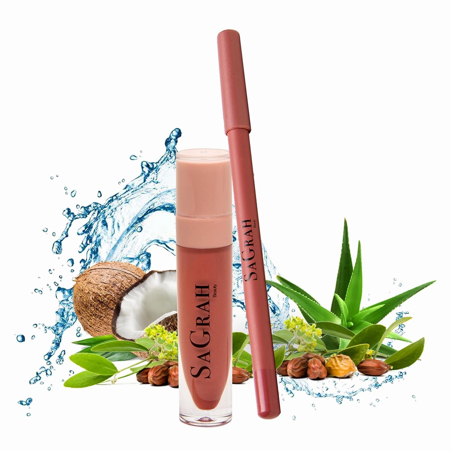 Lip Kit - Long Lasting Liquid Lipstick and Lip Liner Set - Nude Blush