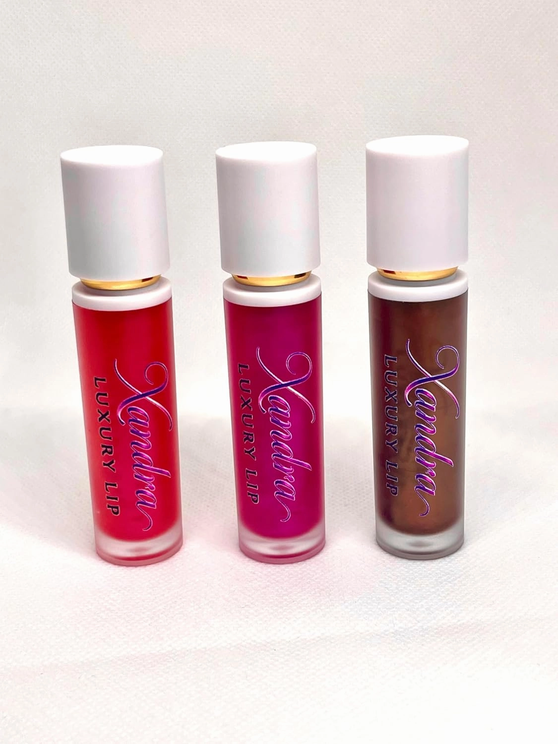 Lipgloss Fruit Flavored Lip Gloss - Lipstick in Red, Purple & Brown - Makeup Cosmetic (3pcs magic lip)