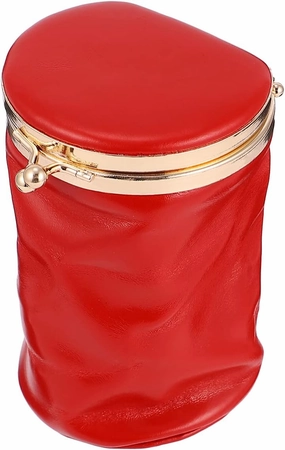 Lipstick Holder with Mirror, Leather Lipstick Bag Mini Perfume Bag Makeup Lipstick Case for Lady Women (Red)