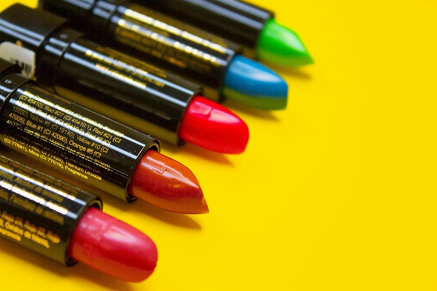 Lipstick pH Color Changing Long Lasting (Black, Yellow, Light Blue, Pink, Orange (Pack of 5))