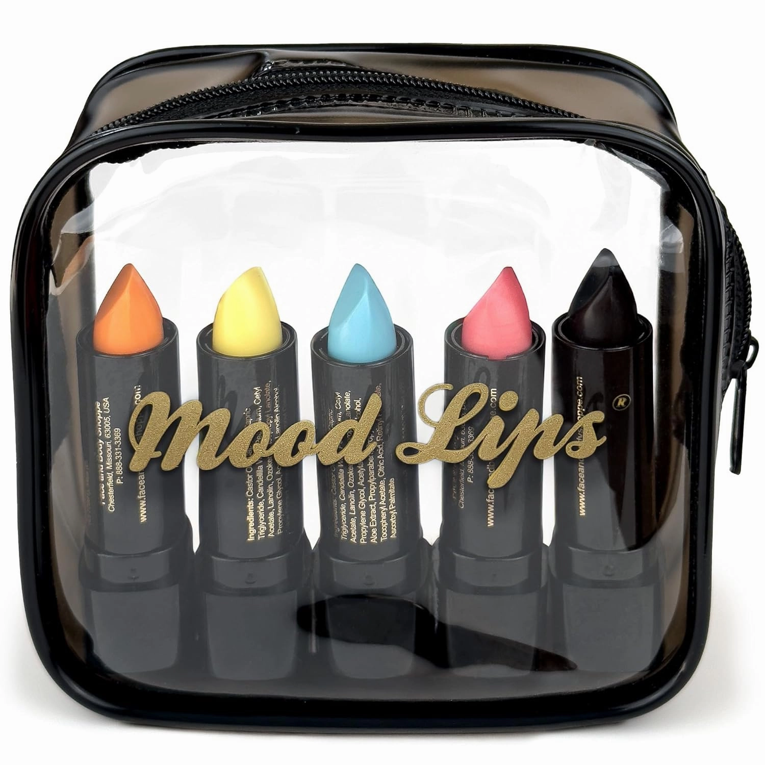 Lipstick pH Color Changing Long Lasting (Black, Yellow, Light Blue, Pink, Orange (Pack of 5))