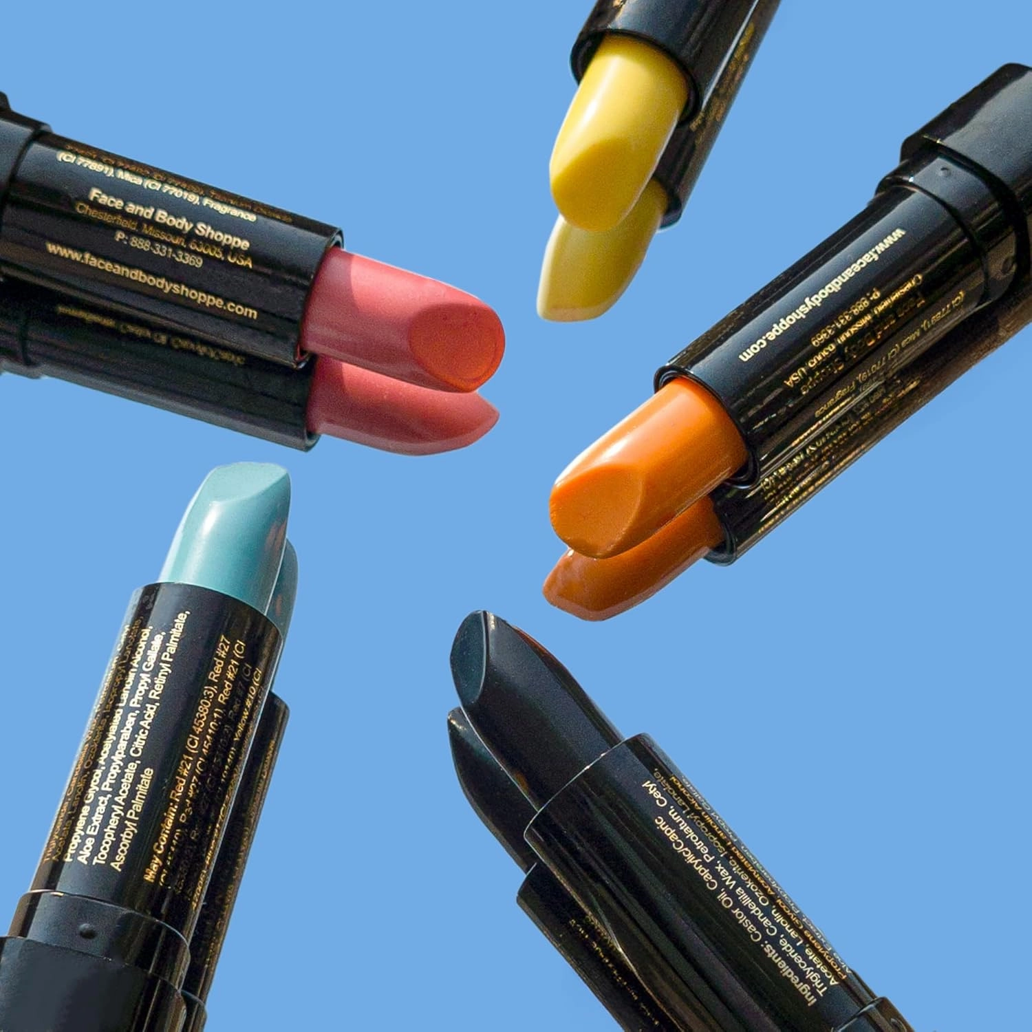 Lipstick pH Color Changing Long Lasting (Black, Yellow, Light Blue, Pink, Orange (Pack of 5))