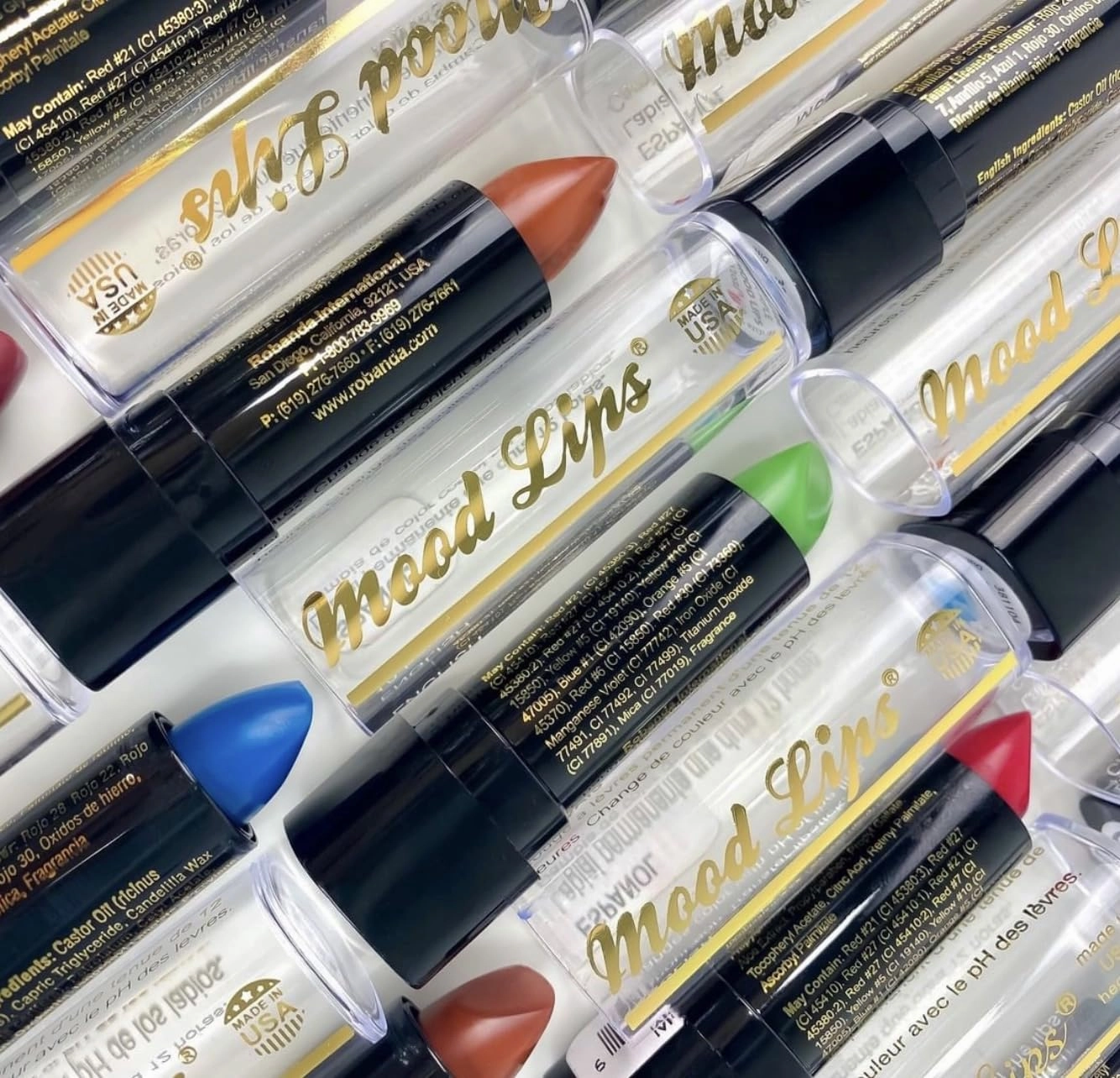 Lipstick pH Color Changing Long Lasting (Black, Yellow, Light Blue, Pink, Orange (Pack of 5))