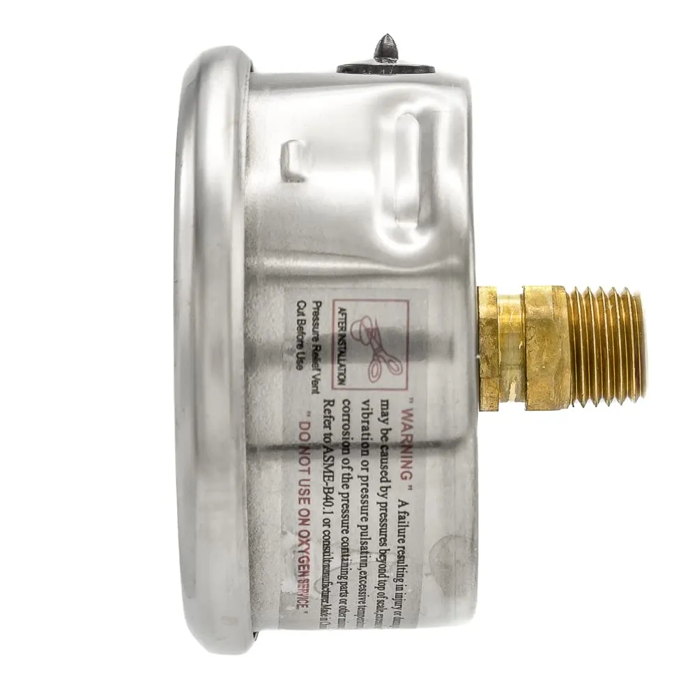 Liquid Filled Center Back Mount Pressure Gauge with 2.5" Dial, 0-6000 PSI, 1/4" Male NPT Connection, Stainless Steel CASE and Bezel (1)