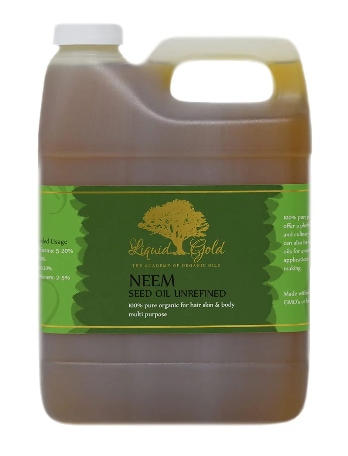 Liquid Gold inc 32 Fl.oz Premium Neem Oil Hair Growth & Scalp Skin Care Moisturizer Organic Cold Pressed