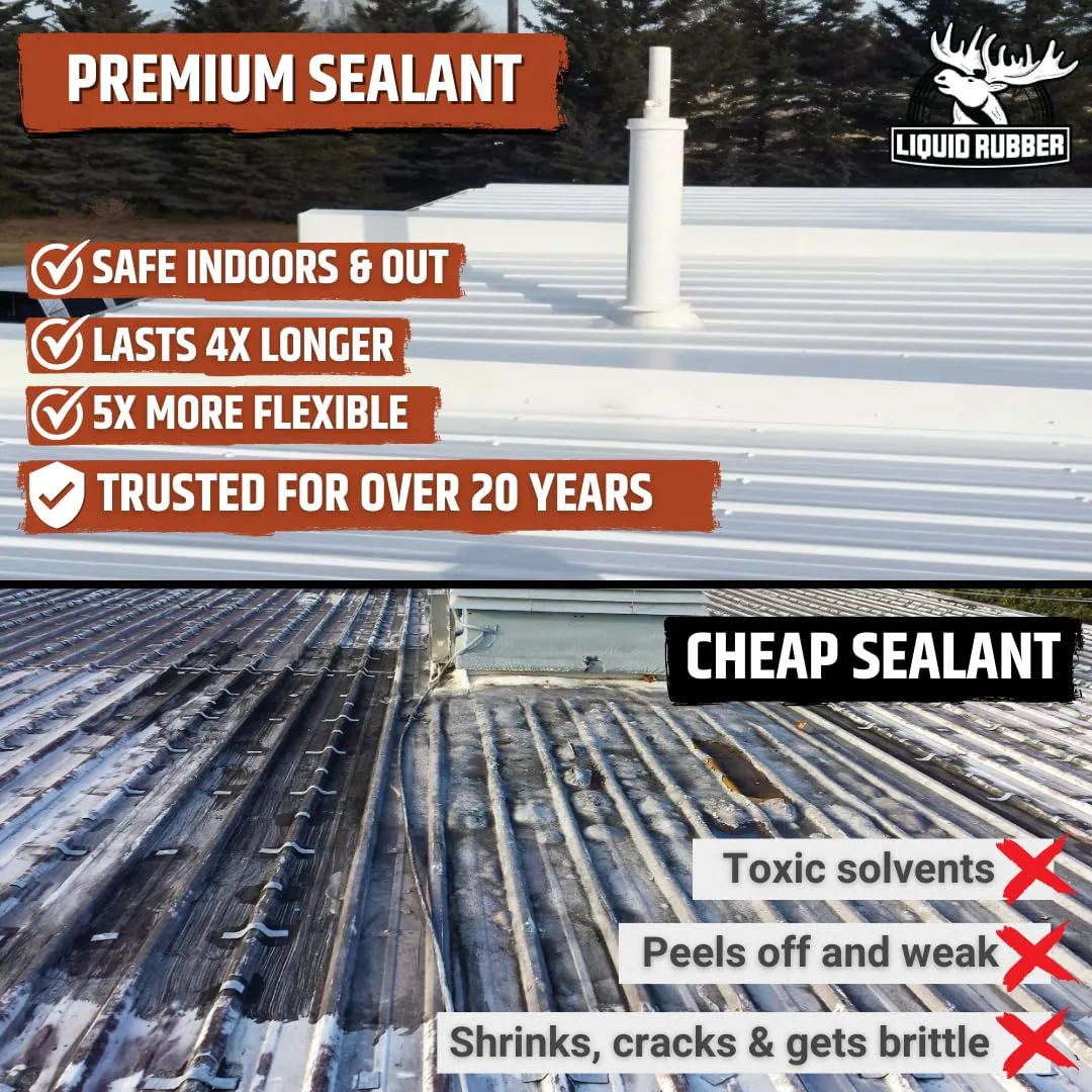Liquid Rubber Color Waterproof Sealant - Elastomeric Roofing Coating for Flat or Slope Roofs & Foundations - DIY Paint & Leak Repair Membrane Compatible with Metal & Concrete - Barn Red, 1 Gallon