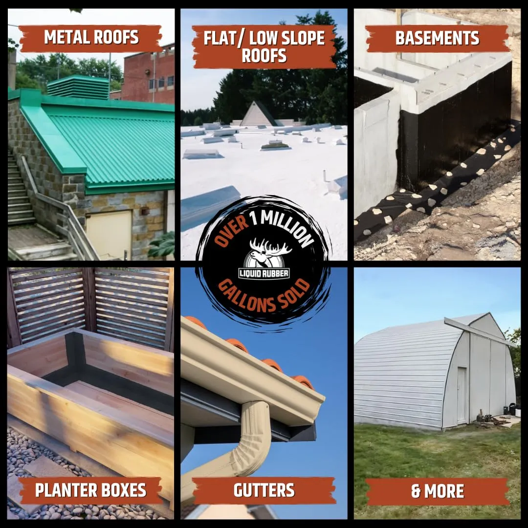 Liquid Rubber Color Waterproof Sealant - Elastomeric Roofing Coating for Flat or Slope Roofs & Foundations - DIY Paint & Leak Repair Membrane Compatible with Metal & Concrete - Light Gray, 5 Gallon