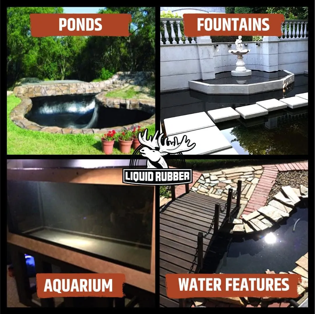 Liquid Rubber NeoPond Waterproof Pond Sealant - Fish and Plant Safe Waterproofing Membrane Sealer for Ponds and Water Features, Black, 1 Gallon