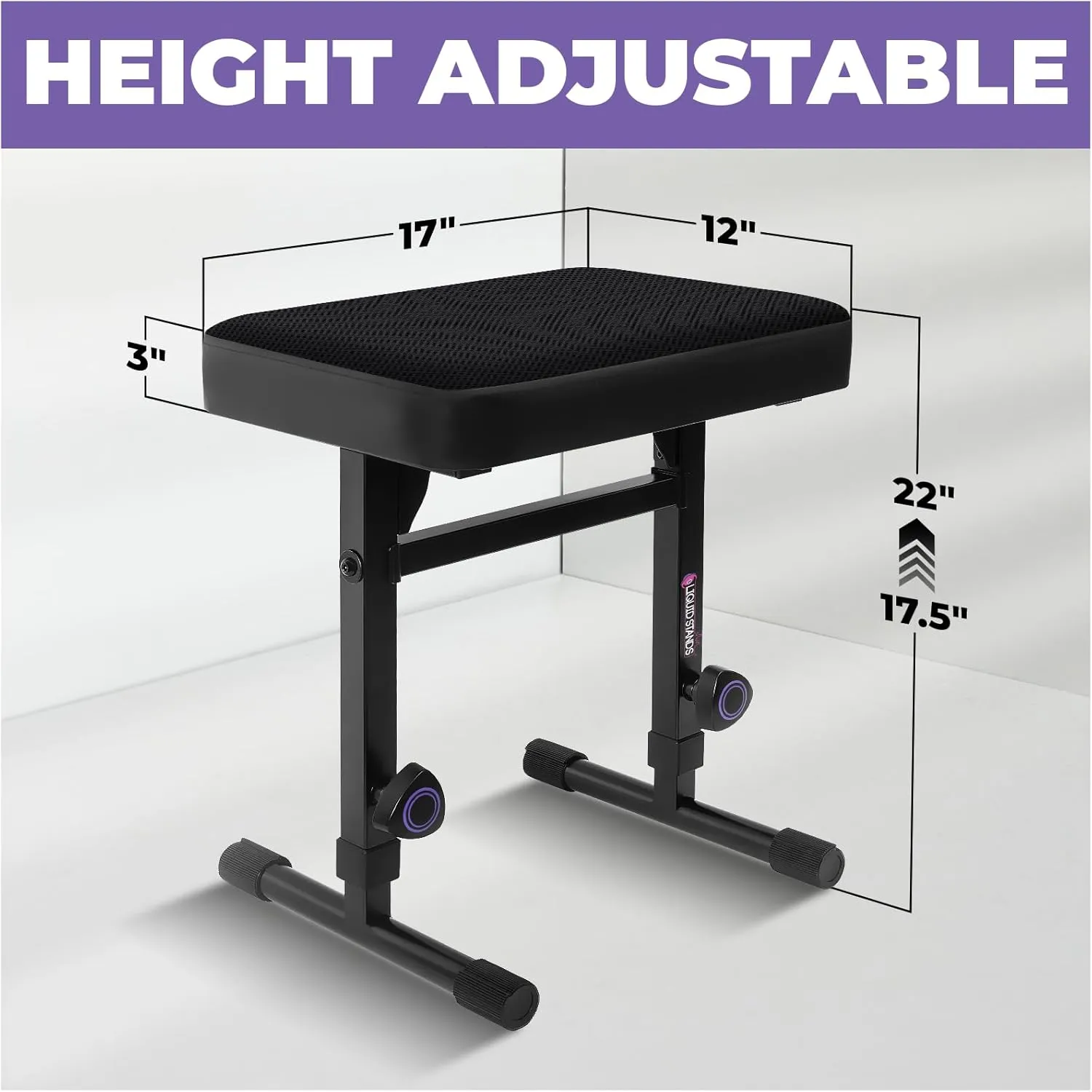 Liquid Stands Piano Bench Adjustable Stool – Music Keyboard Bench Seat for Piano Keyboard Stand with Black Padded Cushion for Musicians Piano Stool Chair (Mesh Fabric)