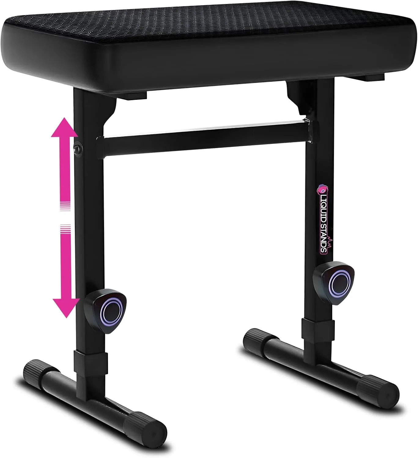 Liquid Stands Piano Bench Adjustable Stool – Music Keyboard Bench Seat for Piano Keyboard Stand with Black Padded Cushion for Musicians Piano Stool Chair (Mesh Fabric)